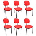 Ver imagem 1 de Kit 6 Cadeiras Secretária Pé Palito Estofada:vermelho/couro Sintético