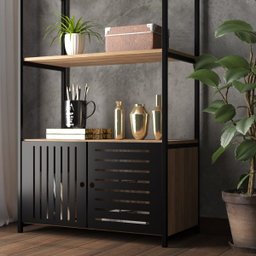 Estante Estilo Industrial com Portas de Metal Vazadas Preta - 6