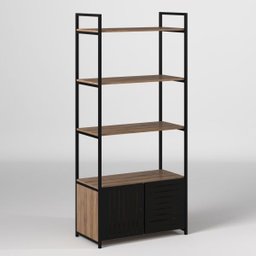 Estante Estilo Industrial com Portas de Metal Vazadas Preta - 3