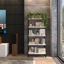 Ver imagem 3 de Estante Estilo Industrial Metal Madeira 190x80cm Branco com Preto