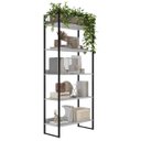 Ver imagem 6 de Estante Estilo Industrial Metal Madeira 190x80cm Branco com Preto