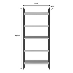 Estante Estilo Industrial Metal Madeira 190x80cm Branco com Preto - 2 Estante Estilo Industrial Metal Madeira 190x80cm Branco com Preto - 2