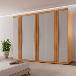 Guarda Roupa Casal Rommeo 100 Mdf 6 Portas e 6 Gavetas Moderna Mobília - 1