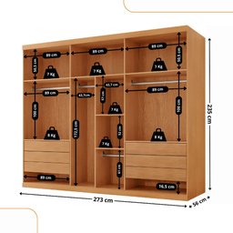 Guarda Roupa Casal Rommeo 100 Mdf 6 Portas e 6 Gavetas Moderna Mobília - 3