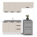 Ver imagem 3 de Armário de Cozinha Modulada Completa 3 Peças 200cm sem Tampo 250057 Meena Politorno Móveis