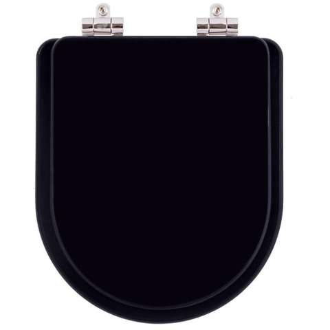 Tampa de Vaso Sanitario Poliester com Amortecedor Carrara Preto Ebano Fosco para Bacia Deca