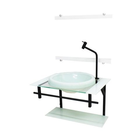 GABINETE COM CUBA PARA BANHEIRO DE VIDRO AP 60CM COM CUBA CHAPEU - BRANCO