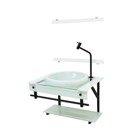 GABINETE COM CUBA PARA BANHEIRO DE VIDRO APX 60CM COM CUBA CHAPEU - BRANCO