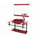 Ver imagem 2 de GABINETE COM CUBA PARA BANHEIRO DE VIDRO AP 60CM COM CUBA CHAPEU - VERMELHO CEREJA