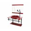 Ver imagem 1 de GABINETE COM CUBA PARA BANHEIRO DE VIDRO AP 60CM COM CUBA CHAPEU - VERMELHO CEREJA