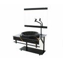 Ver imagem 2 de GABINETE DE VIDRO PARA BANHEIRO APX 60CM COM CUBA CHAPEU - MÁRMORE PRETO DOURADO