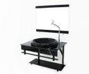 Ver imagem 3 de GABINETE DE VIDRO PARA BANHEIRO APX 60CM COM CUBA CHAPEU - MÁRMORE PRETO