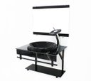Ver imagem 1 de GABINETE DE VIDRO PARA BANHEIRO APX 60CM COM CUBA CHAPEU - MÁRMORE PRETO