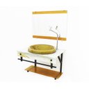 Ver imagem 2 de GABINETE DE VIDRO PARA BANHEIRO APX 60CM COM CUBA CHAPEU - MÁRMORE BRANCO DOURADO