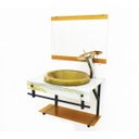 Ver imagem 3 de GABINETE DE VIDRO PARA BANHEIRO APX 60CM COM CUBA CHAPEU - MÁRMORE BRANCO DOURADO
