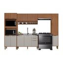 Ver imagem 3 de Cozinha Modulada Torre Quente Aéreo 2 Portas Ripado 5 Peças Florença Marrom/Freijó/Off White