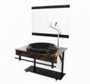 Ver imagem 2 de GABINETE DE VIDRO PARA BANHEIRO APX 60CM COM CUBA CHAPEU - MÁRMORE IMPERADOR