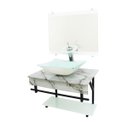Ver imagem 1 de GABINETE DE VIDRO 60CM APX COM CUBA QUADRADA - MÁRMORE BRANCO
