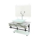 Ver imagem 2 de GABINETE DE VIDRO 60CM APX COM CUBA QUADRADA - MÁRMORE BRANCO