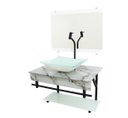 Ver imagem 3 de GABINETE DE VIDRO 60CM APX COM CUBA QUADRADA - MÁRMORE BRANCO