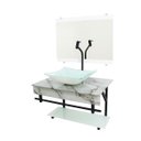 Ver imagem 3 de GABINETE DE VIDRO 60CM APX COM CUBA QUADRADA - MÁRMORE BRANCO