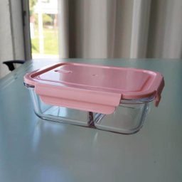 Kit 2 Marmitas de Vidro com Divisória 1l Rosa Pote Hermético com Tampa Uz - 4 Kit 2 Marmitas de Vidro com Divisória 1l Rosa Pote Hermético com Tampa Uz - 4