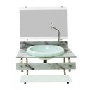 Ver imagem 2 de GABINETE COM CUBA PARA BANHEIRO DE VIDRO ITXX 70CM INOX - MÁRMORE BRANCO