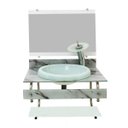 Ver imagem 1 de GABINETE COM CUBA PARA BANHEIRO DE VIDRO ITXX 70CM INOX - MÁRMORE BRANCO