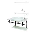 Ver imagem 3 de GABINETE DE VIDRO PARA BANHEIRO AP 70CM COM CUBA CHAPEU - MÁRMORE BRANCO
