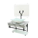 Ver imagem 3 de GABINETE DE VIDRO 70CM APX COM CUBA RETANGULAR - MÁRMORE BRANCO