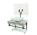 Ver imagem 3 de GABINETE DE VIDRO 70CM APX COM CUBA RETANGULAR - MÁRMORE BRANCO