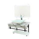 Ver imagem 1 de GABINETE DE VIDRO 70CM APX COM CUBA RETANGULAR - MÁRMORE BRANCO