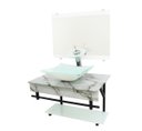 Ver imagem 1 de GABINETE DE VIDRO 70CM APX COM CUBA RETANGULAR - MÁRMORE BRANCO