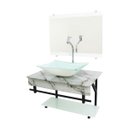 Ver imagem 2 de GABINETE DE VIDRO 70CM APX COM CUBA RETANGULAR - MÁRMORE BRANCO