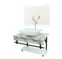 Ver imagem 2 de GABINETE DE VIDRO 70CM APX COM CUBA RETANGULAR - MÁRMORE BRANCO