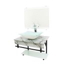 Ver imagem 1 de GABINETE DE VIDRO 70CM APX COM CUBA QUADRADA - MÁRMORE BRANCO