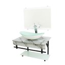 Ver imagem 1 de GABINETE DE VIDRO 70CM APX COM CUBA OVAL - MÁRMORE BRANCO