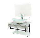 Ver imagem 1 de GABINETE DE VIDRO 70CM APX COM CUBA OVAL - MÁRMORE BRANCO