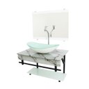 Ver imagem 2 de GABINETE DE VIDRO 70CM APX COM CUBA OVAL - MÁRMORE BRANCO