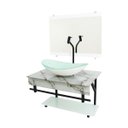 Ver imagem 3 de GABINETE DE VIDRO 70CM APX COM CUBA OVAL - MÁRMORE BRANCO