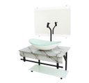 Ver imagem 3 de GABINETE DE VIDRO 70CM APX COM CUBA OVAL - MÁRMORE BRANCO