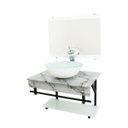 Ver imagem 1 de GABINETE DE VIDRO 70CM APX COM CUBA REDONDA - MÁRMORE BRANCO