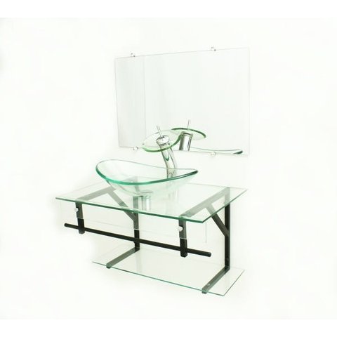 GABINETE DE VIDRO 70CM APX COM CUBA OVAL - INCOLOR