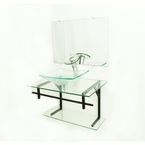 GABINETE DE VIDRO 70CM AP COM CUBA RETANGULAR - INCOLOR