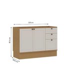 Ver imagem 4 de Balcão 120cm 3PTS 2 Gav c/Rod s/Tpo Provence Cinamomo/Off White