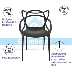Kit 4 Cadeira Allegra Preta Polipropileno Sala de Jantar Cozinha - 7