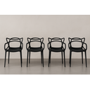 Ver imagem 1 de Kit 4 Cadeira Allegra Preta Polipropileno Sala de Jantar Cozinha
