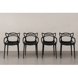 Kit 4 Cadeira Allegra Preta Polipropileno Sala de Jantar Cozinha - 1