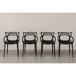 Kit 4 Cadeira Allegra Preta Polipropileno Sala de Jantar Cozinha