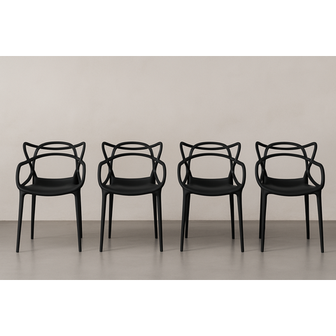 Kit 4 Cadeira Allegra Preta Polipropileno Sala de Jantar Cozinha